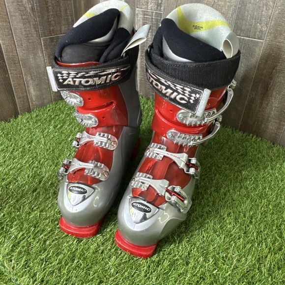 Atomic Ski Boots Men's Size 9.5 US / 27.5 Mondo – 4 Buckle 50 Flex Red Gray - Picture 1 of 9
